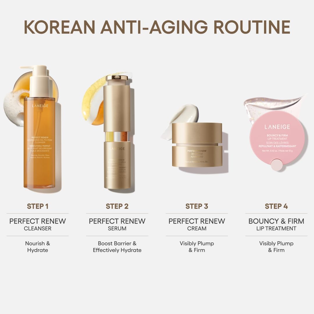 LANEIGE Perfect Renew 3X Routine: Retinol, Ceramide & Collagen Peptides for Wrinkle Care, Firming, & Radiance