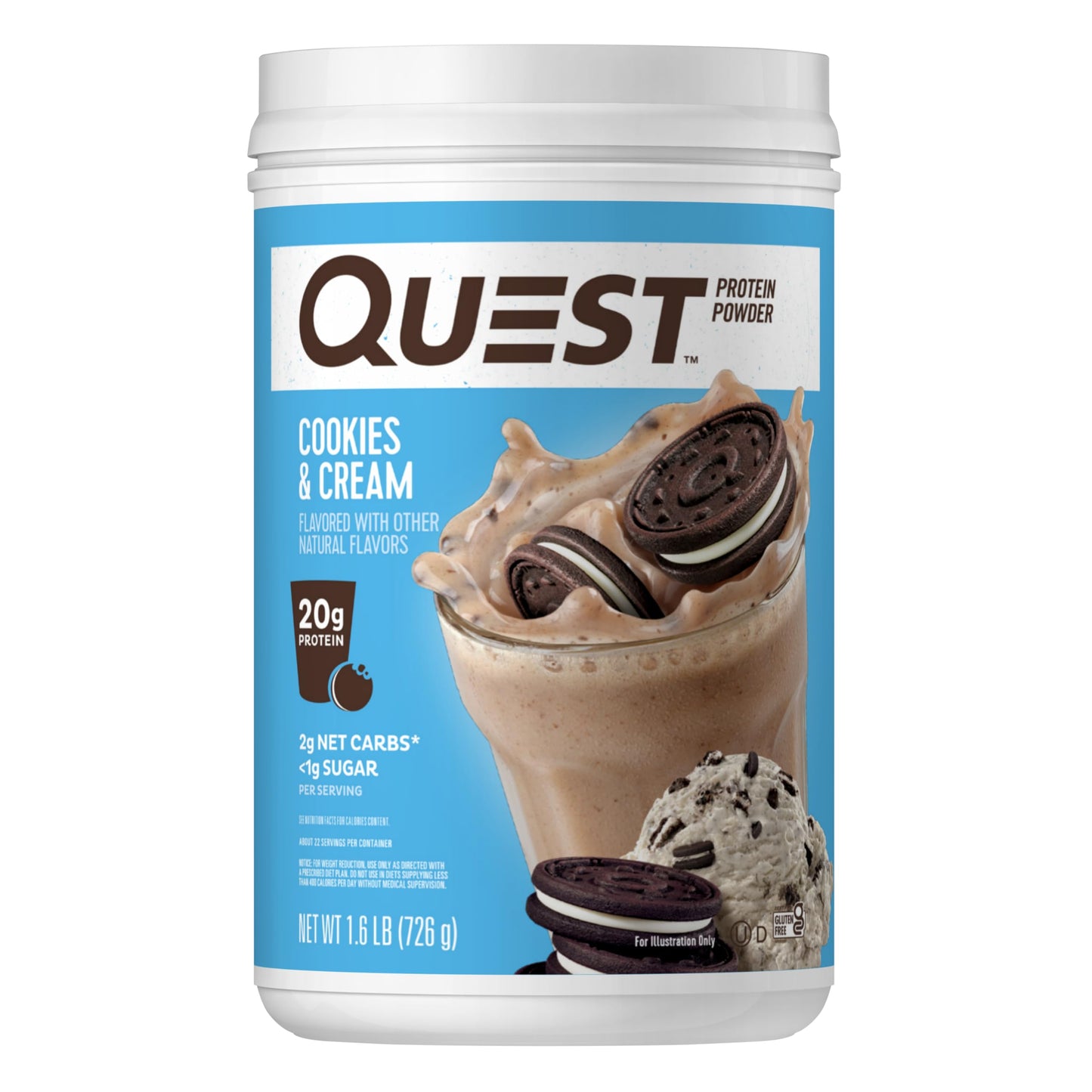 Quest Nutrition Chocolate Milkshake Protein Powder, 22g Protein, 1g Sugar, Low Carb, Gluten Free, 3 Pound, 43 Servings