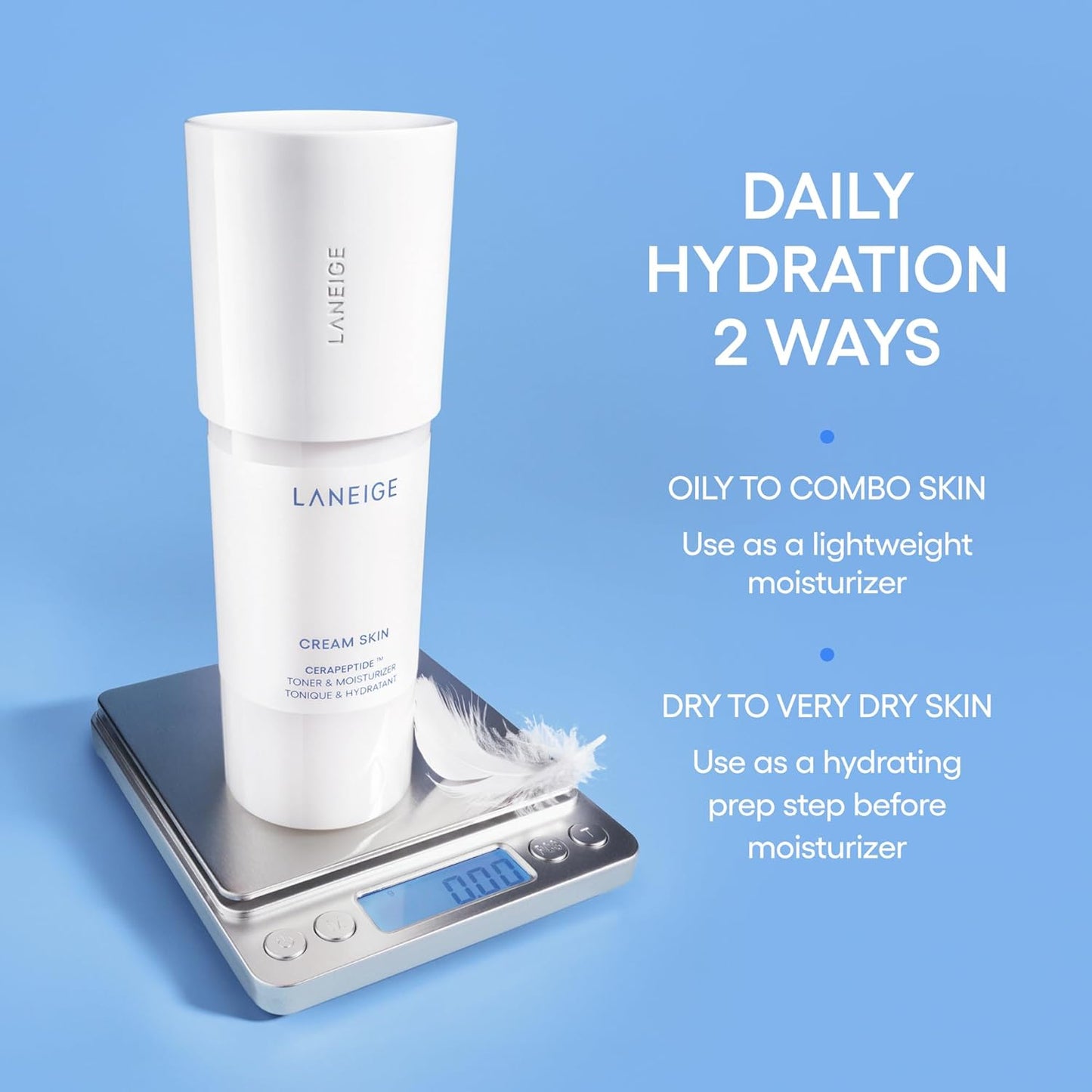 LANEIGE Cream Skin Toner & Moisturizer: Lightweight Refillable Korean Milky Toner with Ceramide & Peptide for Hydration, Firming, & Barrier Support