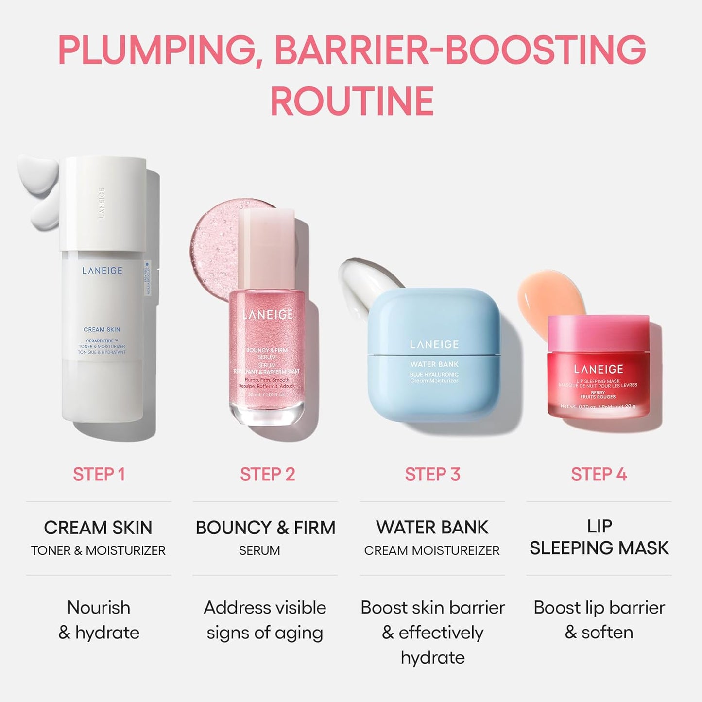 LANEIGE Bouncy & Firm Serum: Korean Slow Aging Collagen Serum with Peptides for Plumping, Firming, & Hydrating