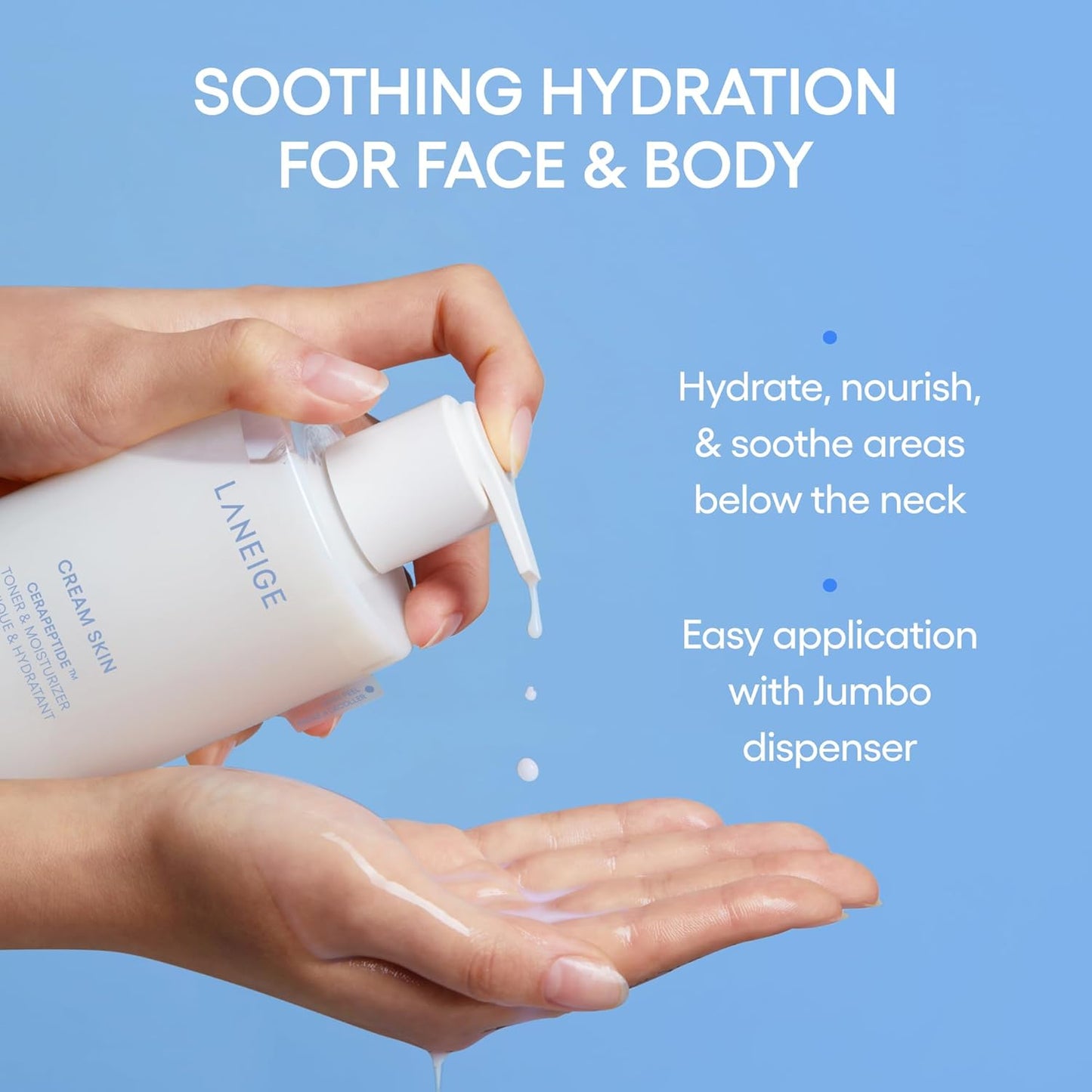 LANEIGE Cream Skin Toner & Moisturizer: Lightweight Refillable Korean Milky Toner with Ceramide & Peptide for Hydration, Firming, & Barrier Support