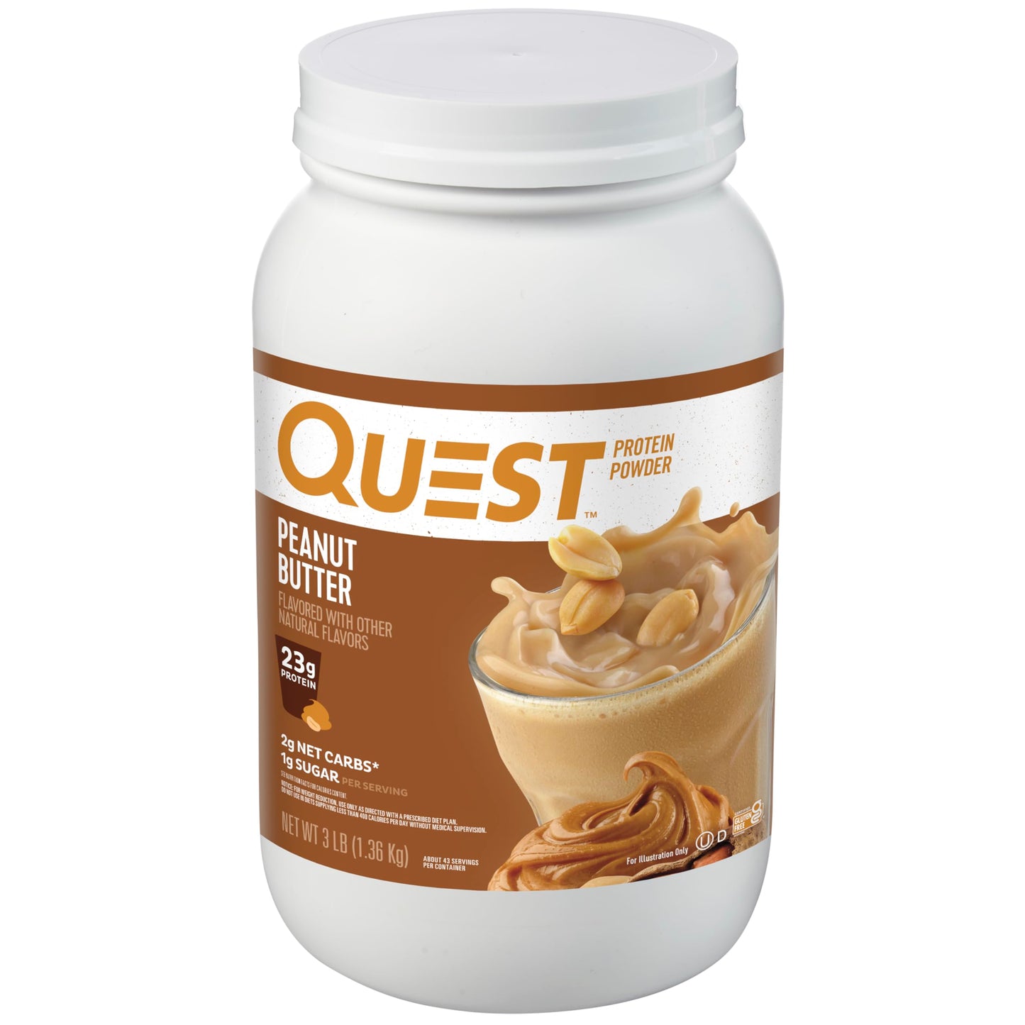 Quest Nutrition Chocolate Milkshake Protein Powder, 22g Protein, 1g Sugar, Low Carb, Gluten Free, 3 Pound, 43 Servings