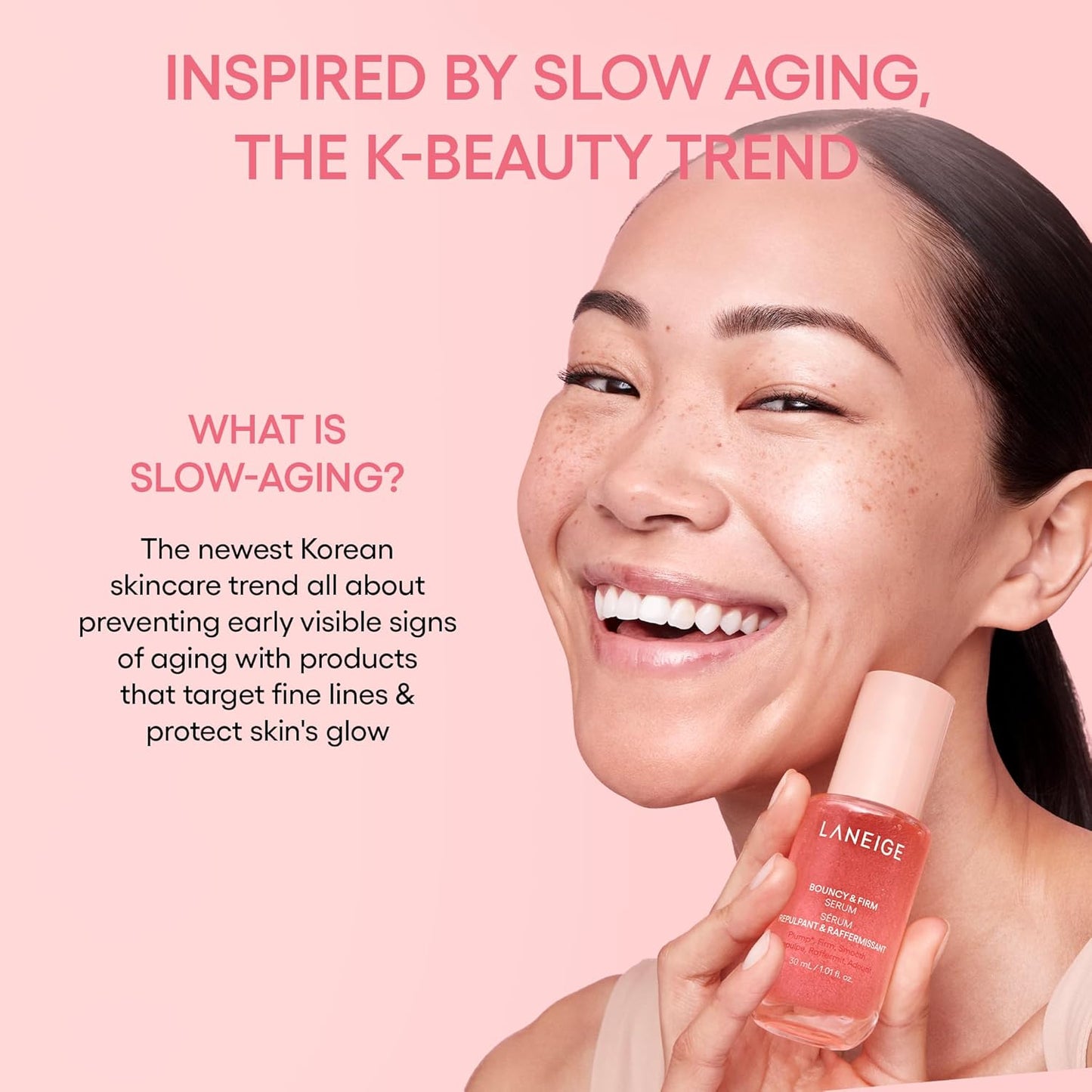LANEIGE Bouncy & Firm Serum: Korean Slow Aging Collagen Serum with Peptides for Plumping, Firming, & Hydrating