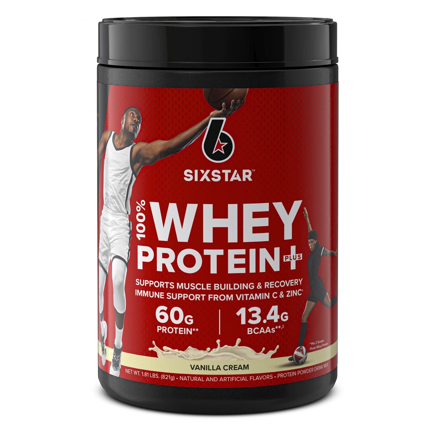 Six Star Whey Protein Powder Plus - Muscle Building & Recovery Formula with Whey Isolate Powder, BCAAs, 30g Protein, Immune Support - Post-Workout Supplement - Vanilla Cream, 1.8 lbs