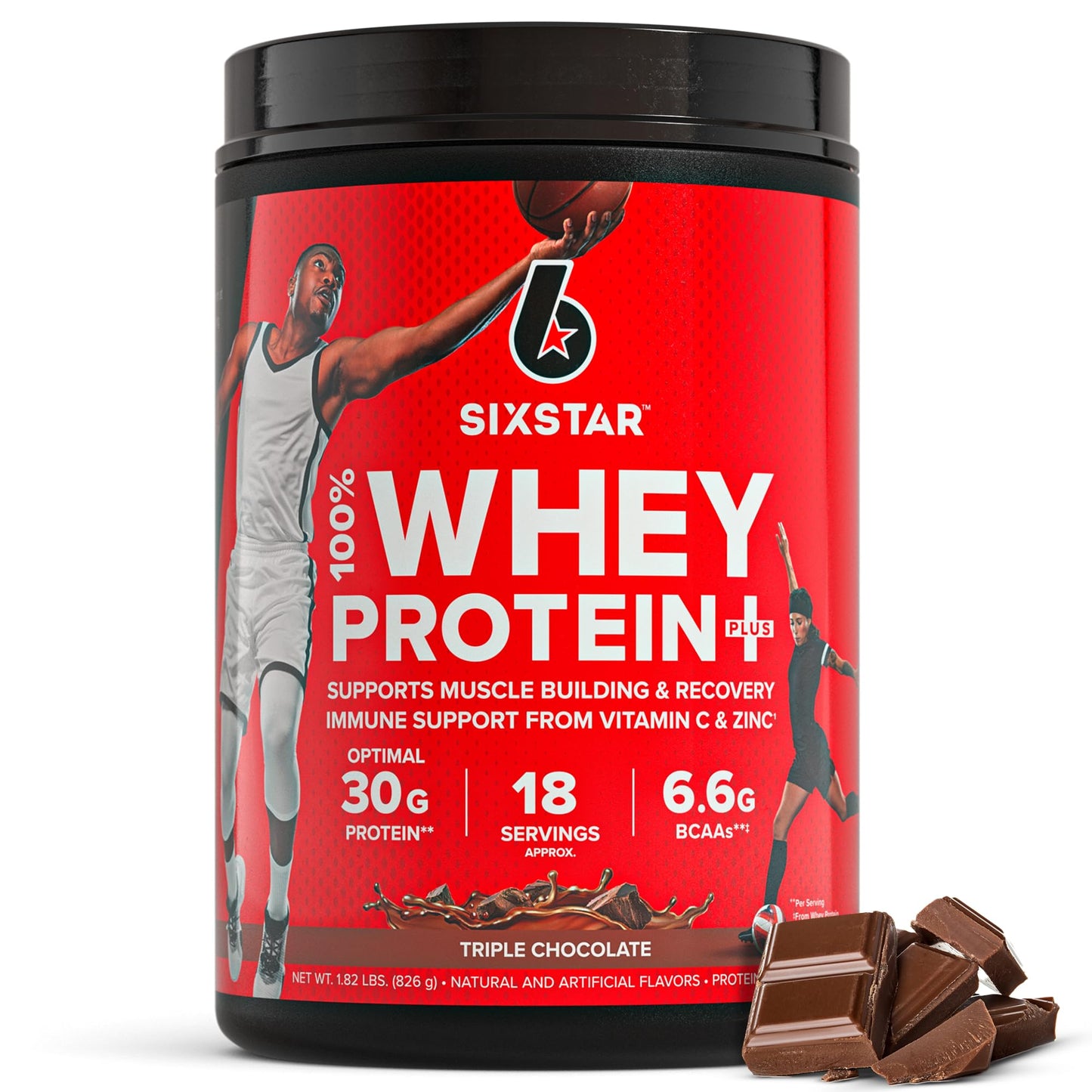 Six Star Whey Protein Powder Plus - Muscle Building & Recovery Formula with Whey Isolate Powder, BCAAs, 30g Protein, Immune Support - Post-Workout Supplement - Vanilla Cream, 1.8 lbs