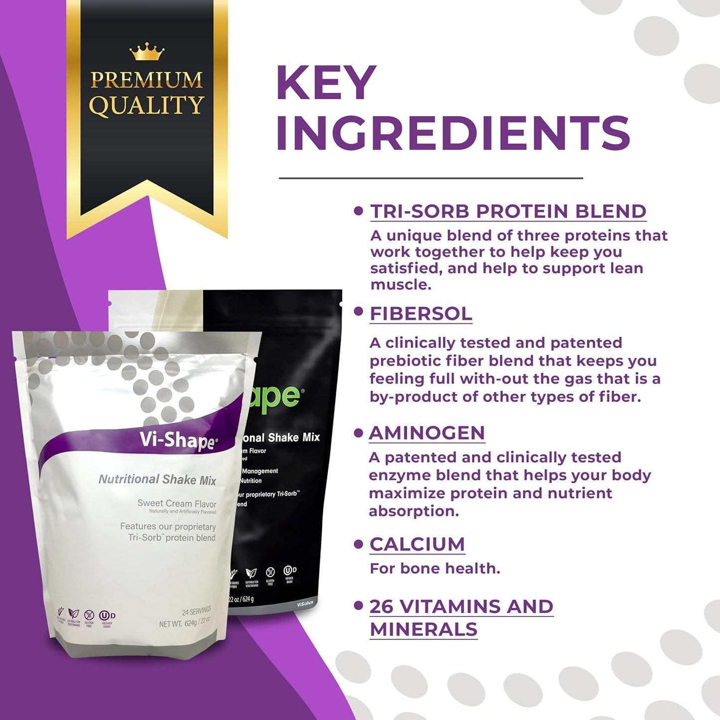 Vi-Shape - Original Nutritional Shake Mix Sweet Cream Flavor - Pack of 1 | ViSalus, Plant-Based Protein, Meal Replacement, Sweet Cream Flavor, Fiber, 26 Vitamins And Minerals, Easy To Mix, Value Pack
