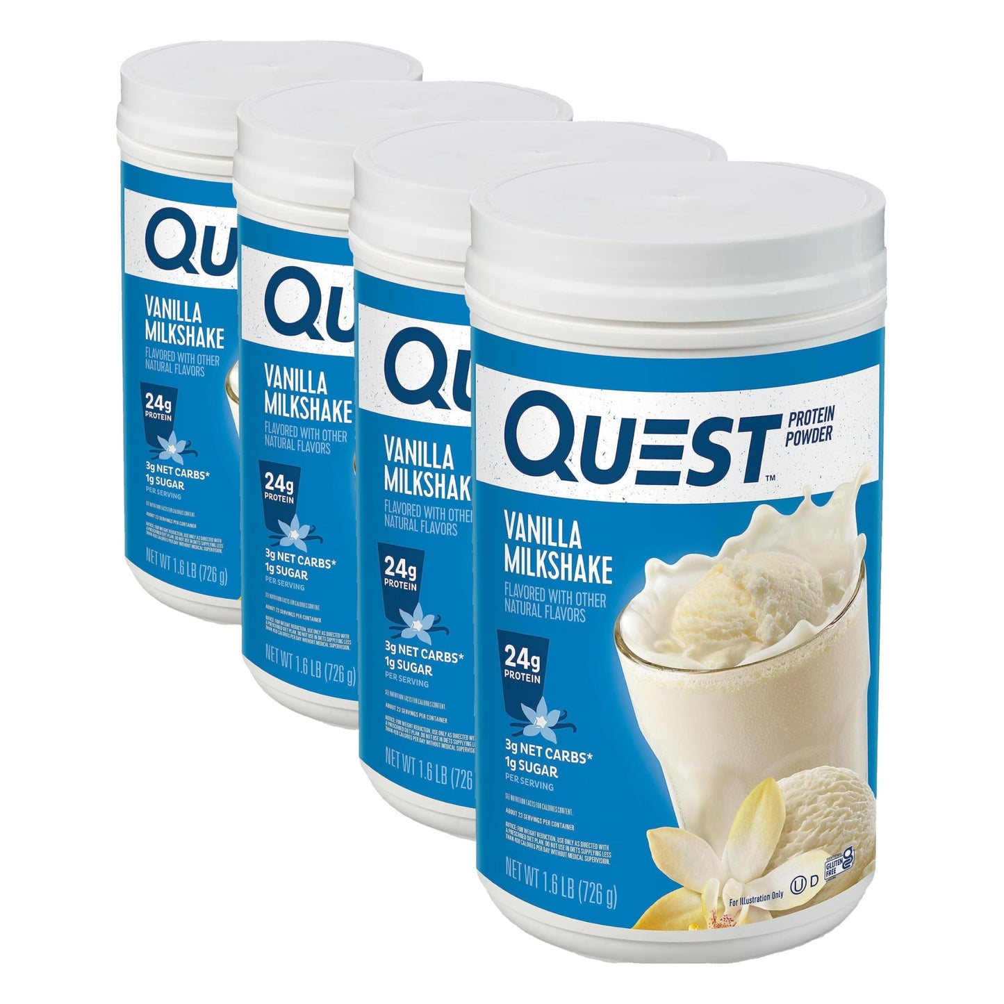 Quest Nutrition Chocolate Milkshake Protein Powder, 22g Protein, 1g Sugar, Low Carb, Gluten Free, 3 Pound, 43 Servings
