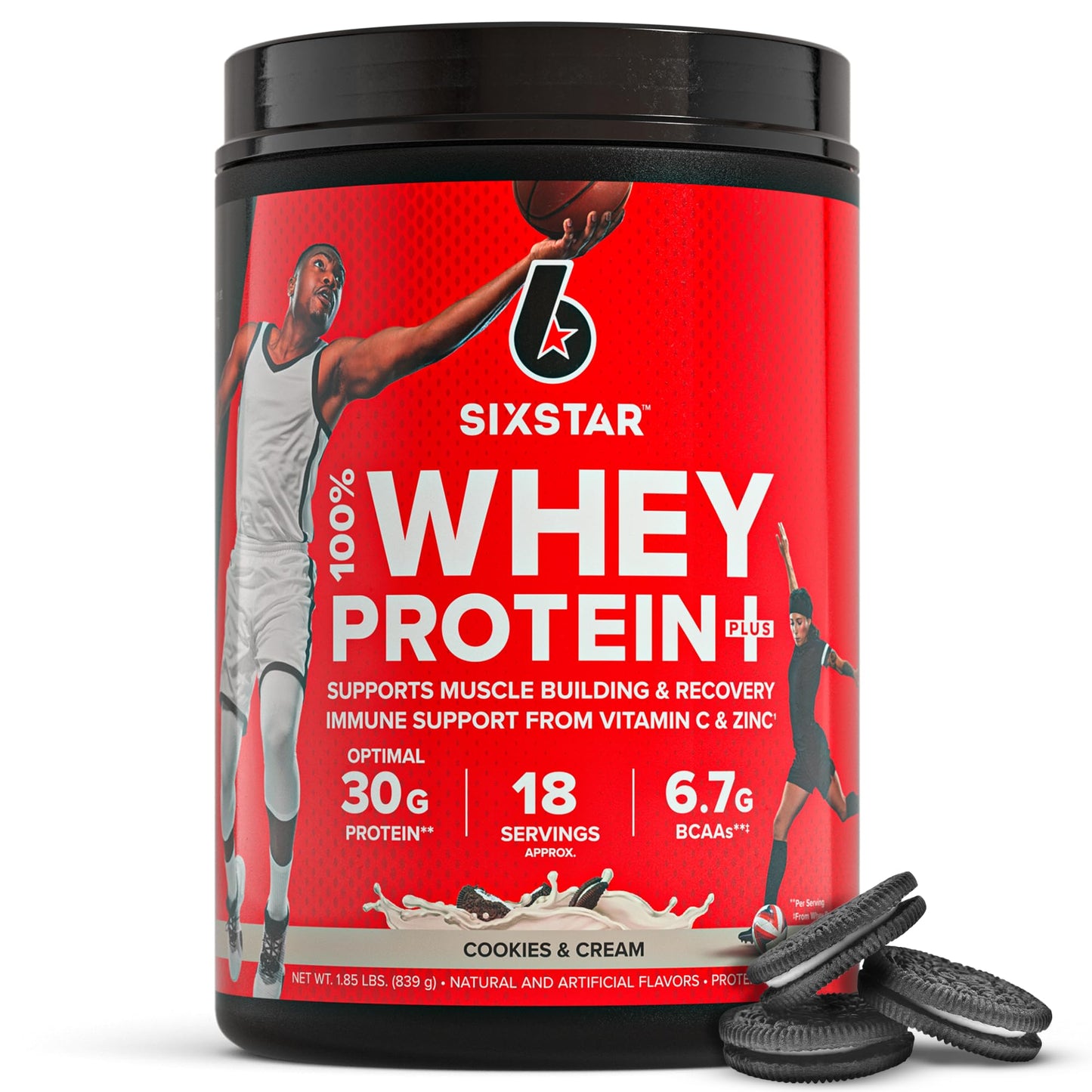 Six Star Whey Protein Powder Plus - Muscle Building & Recovery Formula with Whey Isolate Powder, BCAAs, 30g Protein, Immune Support - Post-Workout Supplement - Vanilla Cream, 1.8 lbs