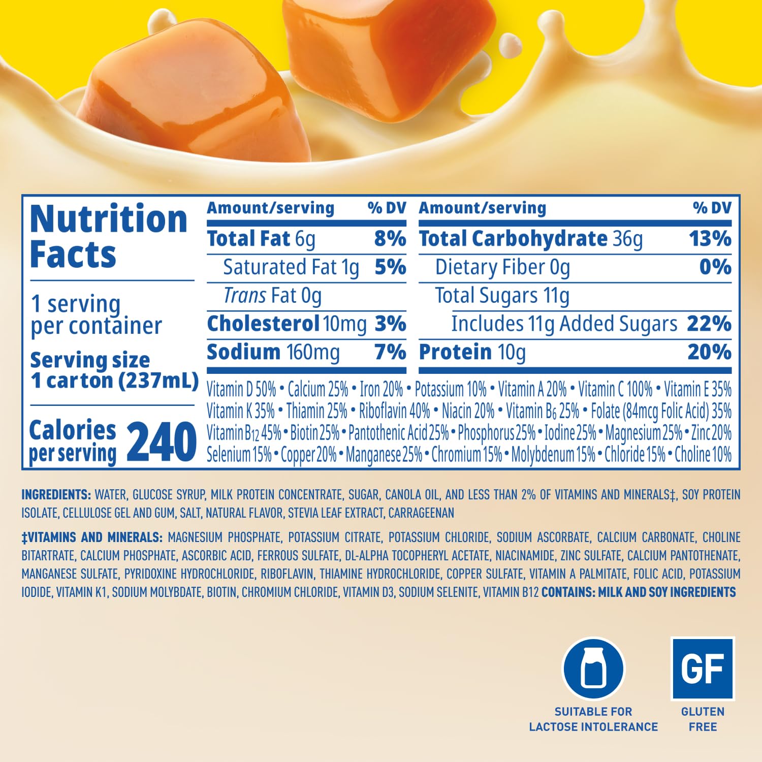 Carnation Breakfast Essentials Original Nutritional Drink, Caramel, 24 pk | New Flavor, Ready-to-Drink, 10g Protein, Vitamins D & C, Key Nutrients for Immune Support, Gluten Free, Kosher, 8 FL OZ