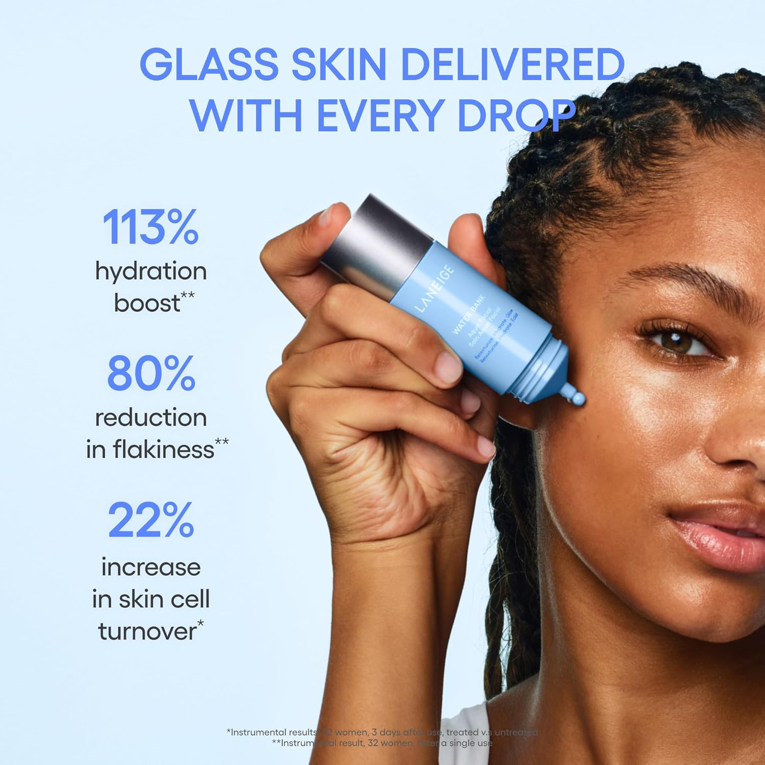 LANEIGE Water Bank Aqua Facial Serum | K-Beauty Exfoliating & Hydrating Serum | AHA BHA PHA Gentle Exfoliation| Hyaluronic Acid & Ceramide Glow Boost | Smooth, Soft, Radiant Skin