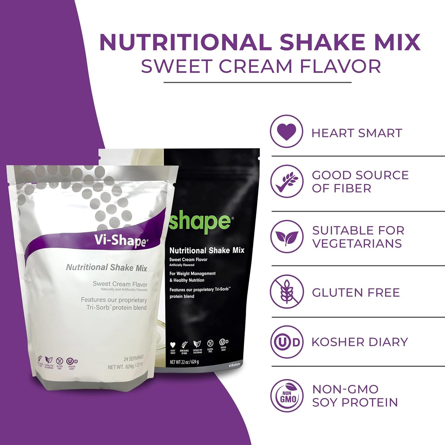 Vi-Shape - Original Nutritional Shake Mix Sweet Cream Flavor - Pack of 1 | ViSalus, Plant-Based Protein, Meal Replacement, Sweet Cream Flavor, Fiber, 26 Vitamins And Minerals, Easy To Mix, Value Pack