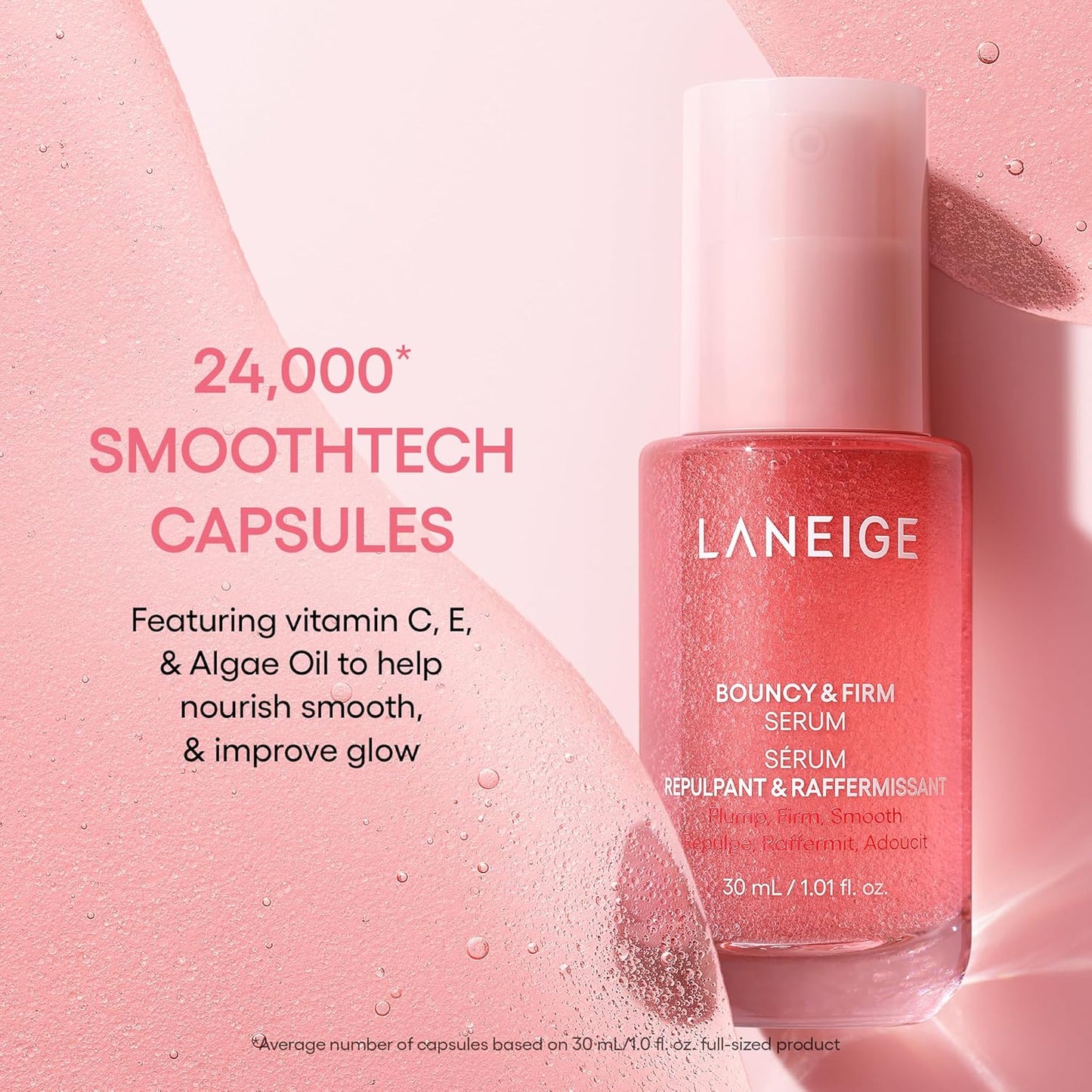 LANEIGE Bouncy & Firm Serum: Korean Slow Aging Collagen Serum with Peptides for Plumping, Firming, & Hydrating
